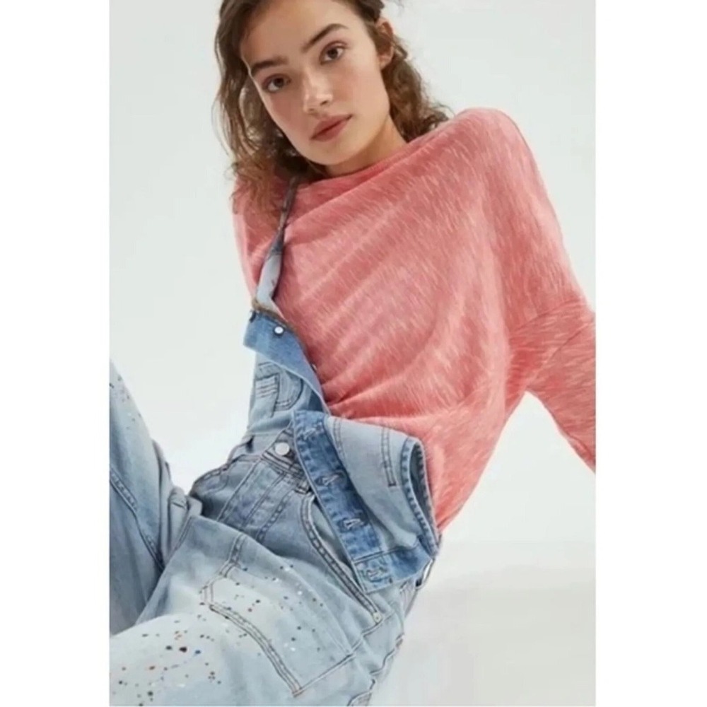 Anthropologie Damien Asymmetrical Coral Knit Long‎ Sleeve Top Medium Boho